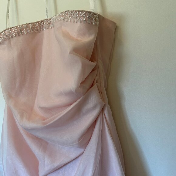 David's Bridal pale pink full-length strapless formal gown sz 22 - Picture 4 of 14